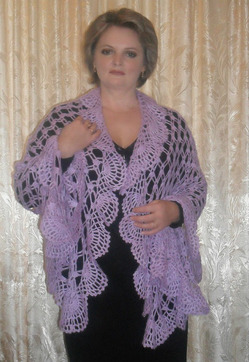   .   .Knitted stole with crochet hook. Author Elena Bass.