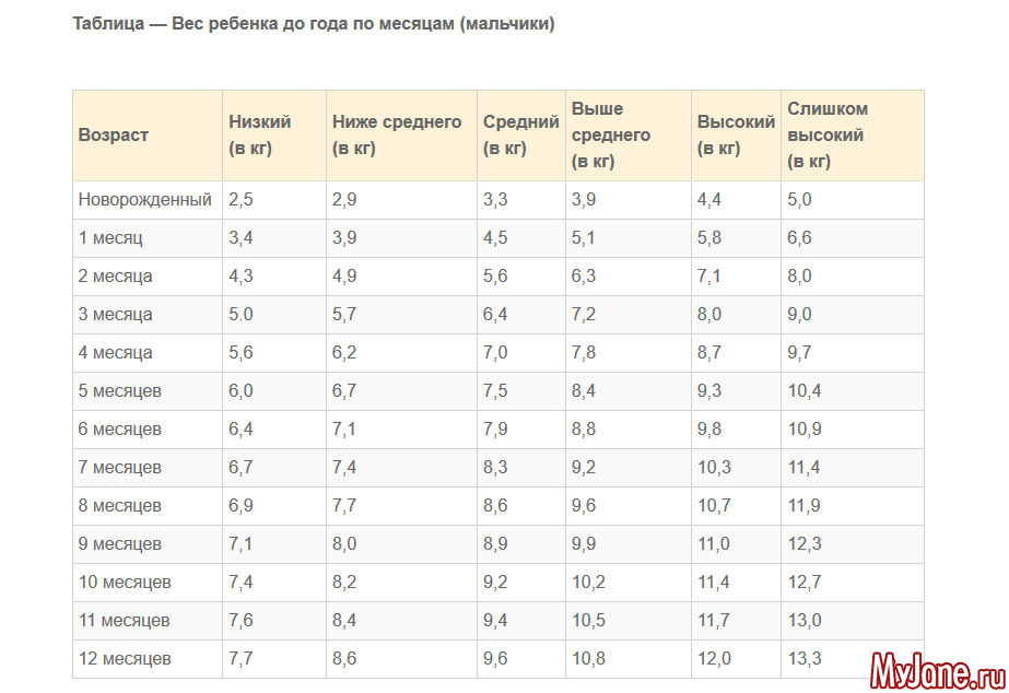 Вес в 6 5 месяцев